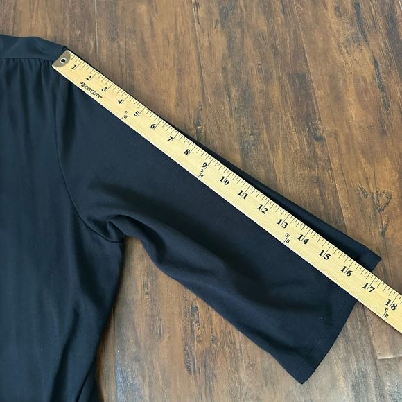 J. JILL PURE JILL Ballet Sleeves V-Neck Faux Wrap Dress in Black - Picture 10 of 10